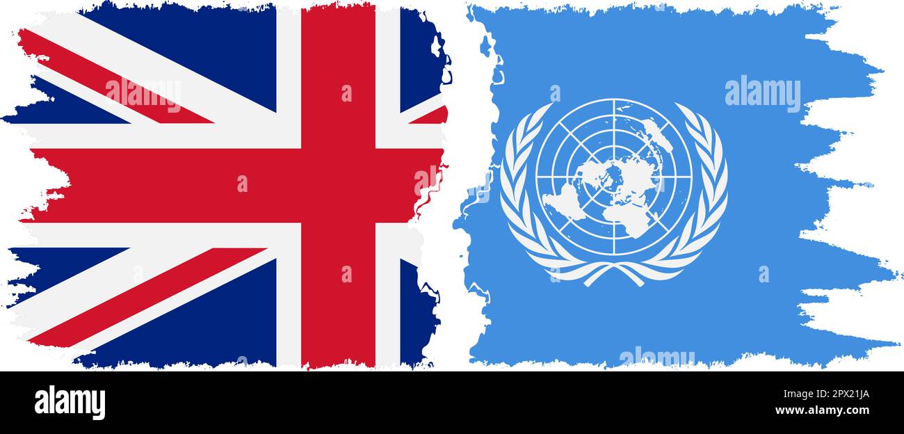 Un e UK flag grunge connessione, vettore Illustrazione Vettoriale