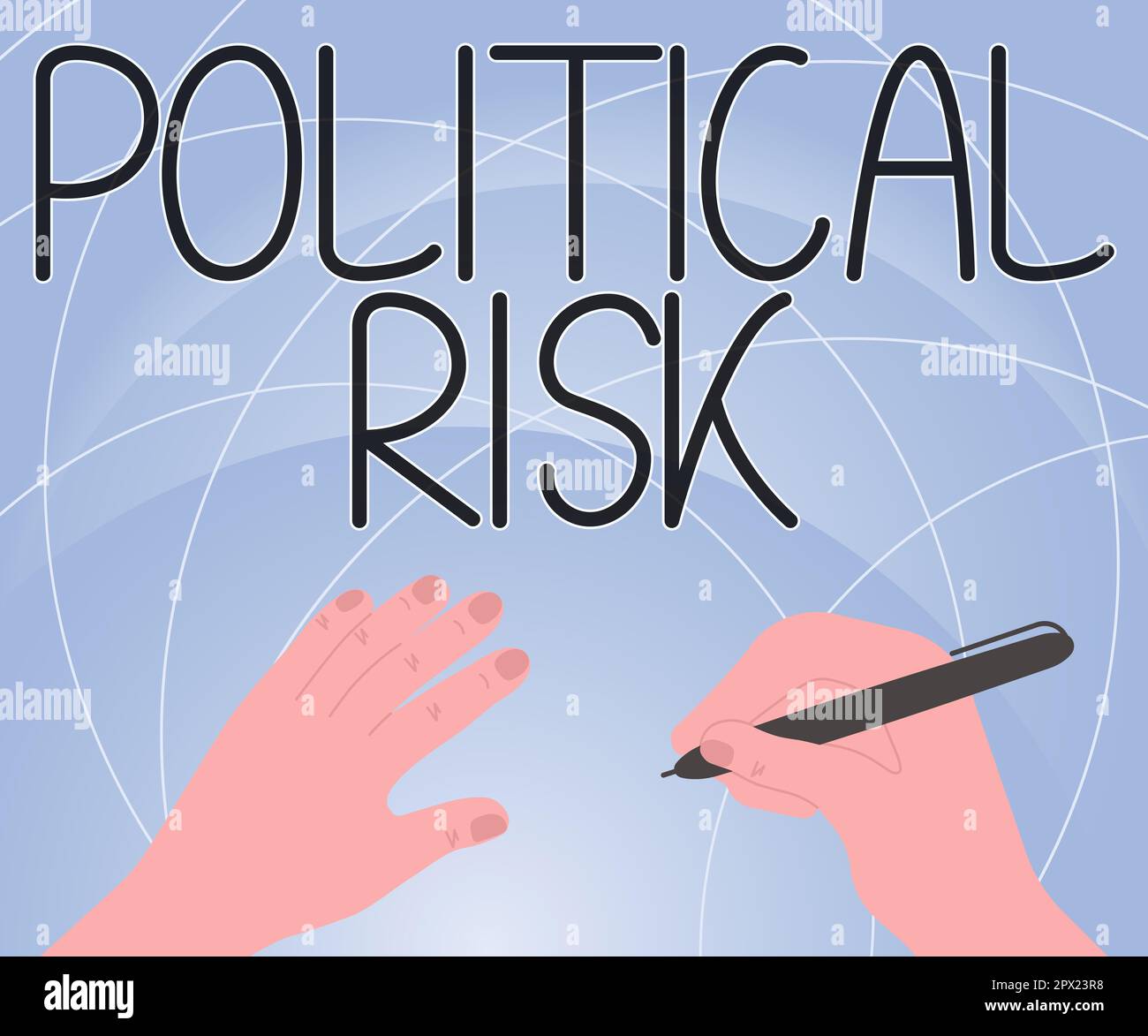 Testo che mostra il rischio politico di ispirazione, concetto che significa persona di comunicazione che osserva l'arena politica Foto Stock