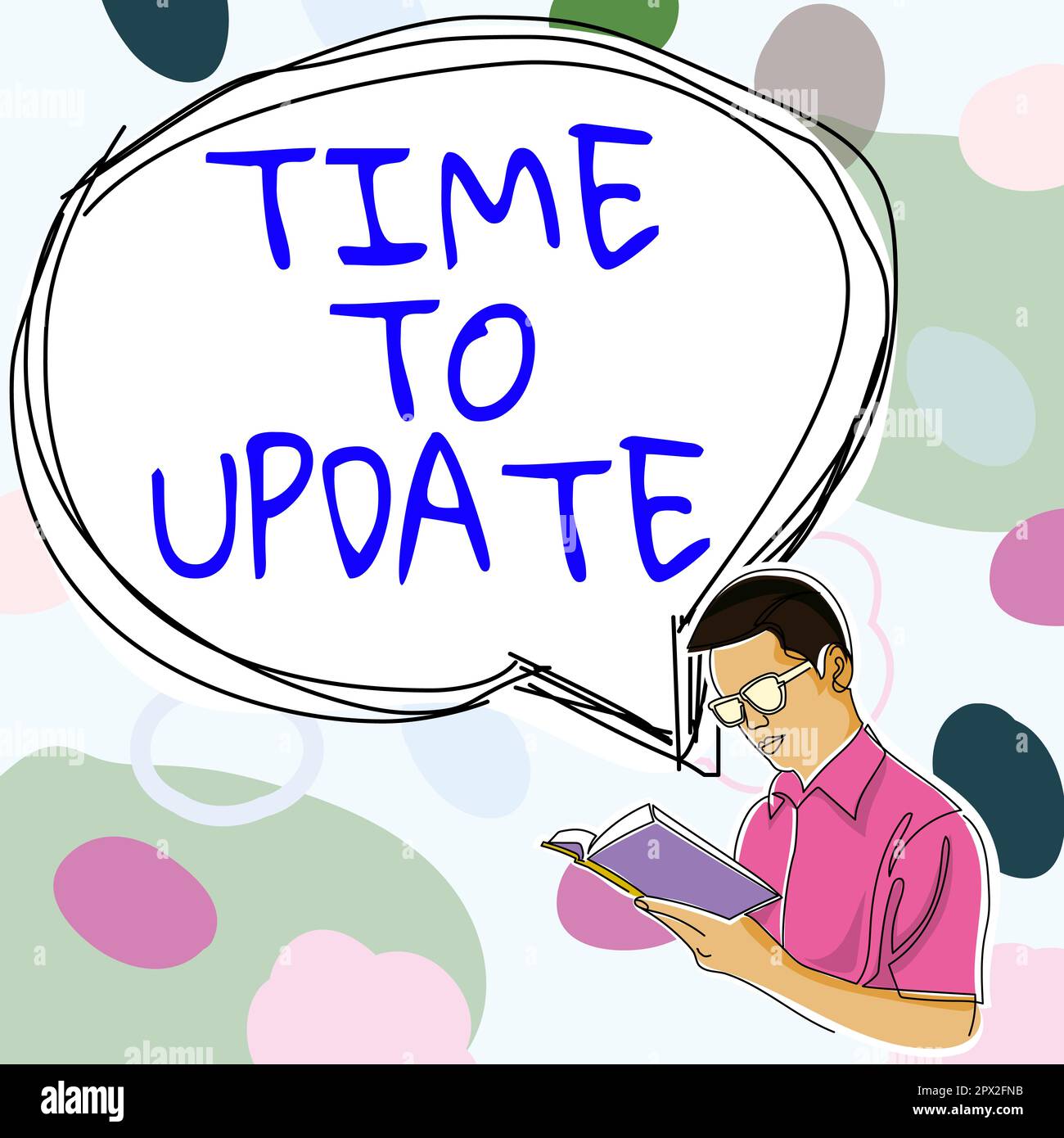 Segno di testo che mostra il tempo di aggiornamento, Word per le informazioni più recenti su una particolare situazione Foto Stock