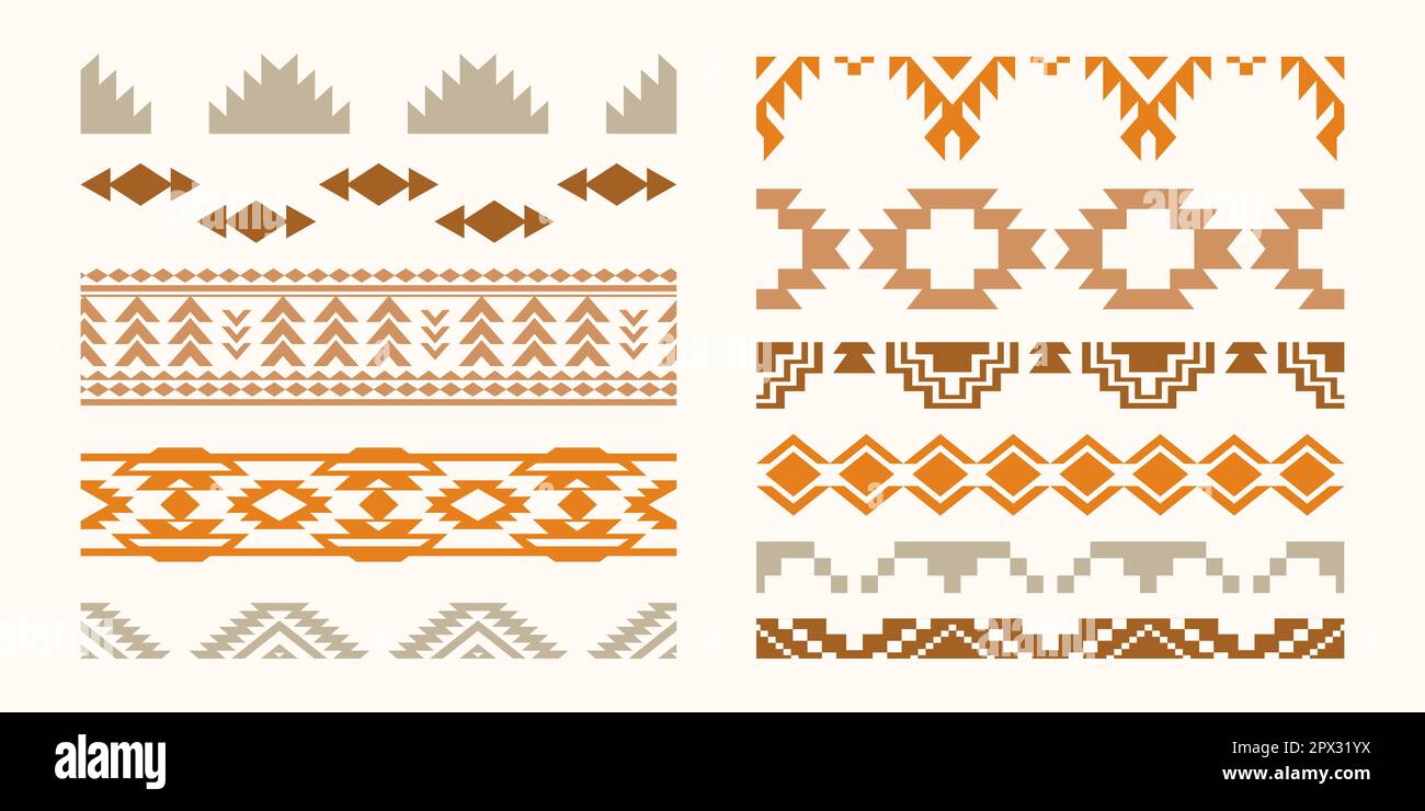 I confini Navajo di Aztec rappresentano i simboli dell'arte sudoccidentale Illustrazione Vettoriale