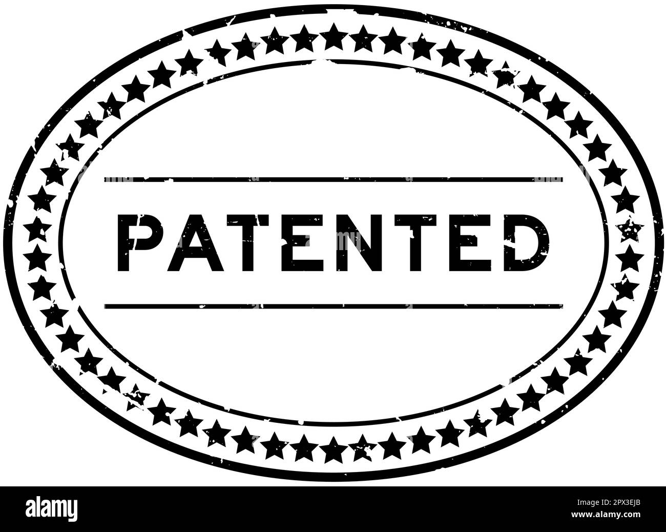 Grunge nero parola brevettata gomma ovale sigillo timbro su bianco sfondo Illustrazione Vettoriale