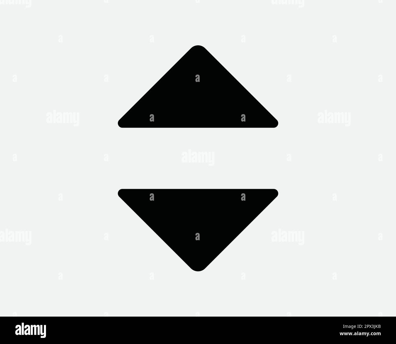 Freccia su giù icona nera. Segnale avanti indietro avanti avanti indietro avanti indietro avanti indietro. Sopra sotto sotto in simbolo di direzione del puntatore del punto. Lift Elevator Button Vector Clipart Illustrazione Vettoriale