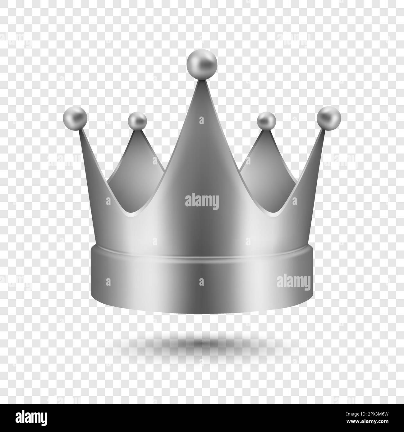 Vector 3D realistic Silver Crown Icon Closeup isolato. Modello con corona metallica gialla. Gold Royal King Crown. Simbolo del potere Imperiale. Lusso Illustrazione Vettoriale