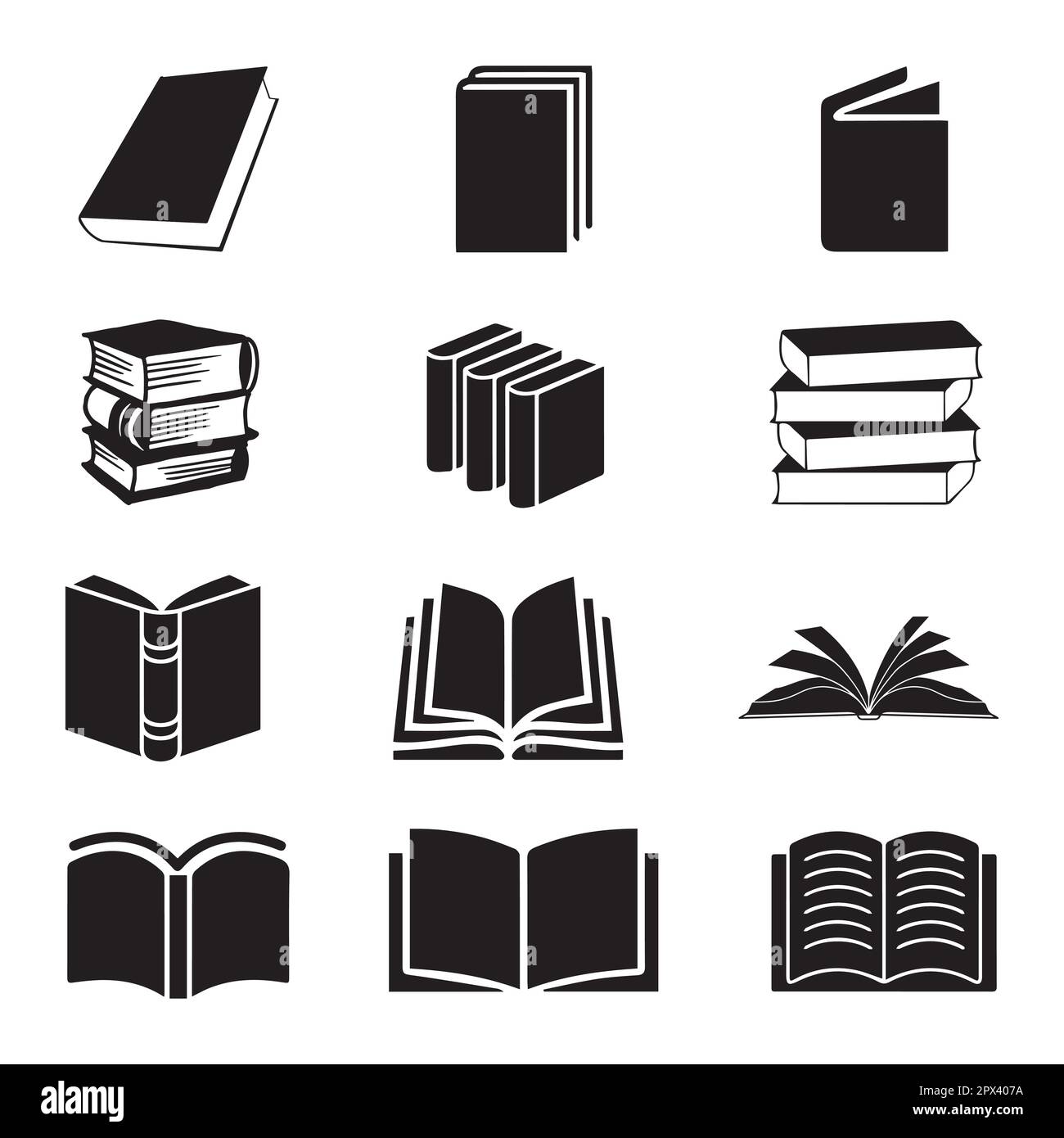 set di silhouette vettoriale libri Illustrazione Vettoriale