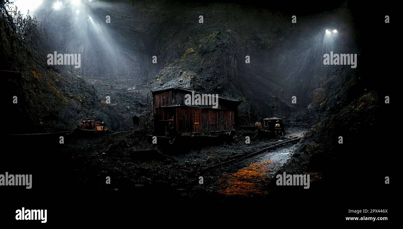 Vista di una miniera di carbone a livello di superficie Foto Stock