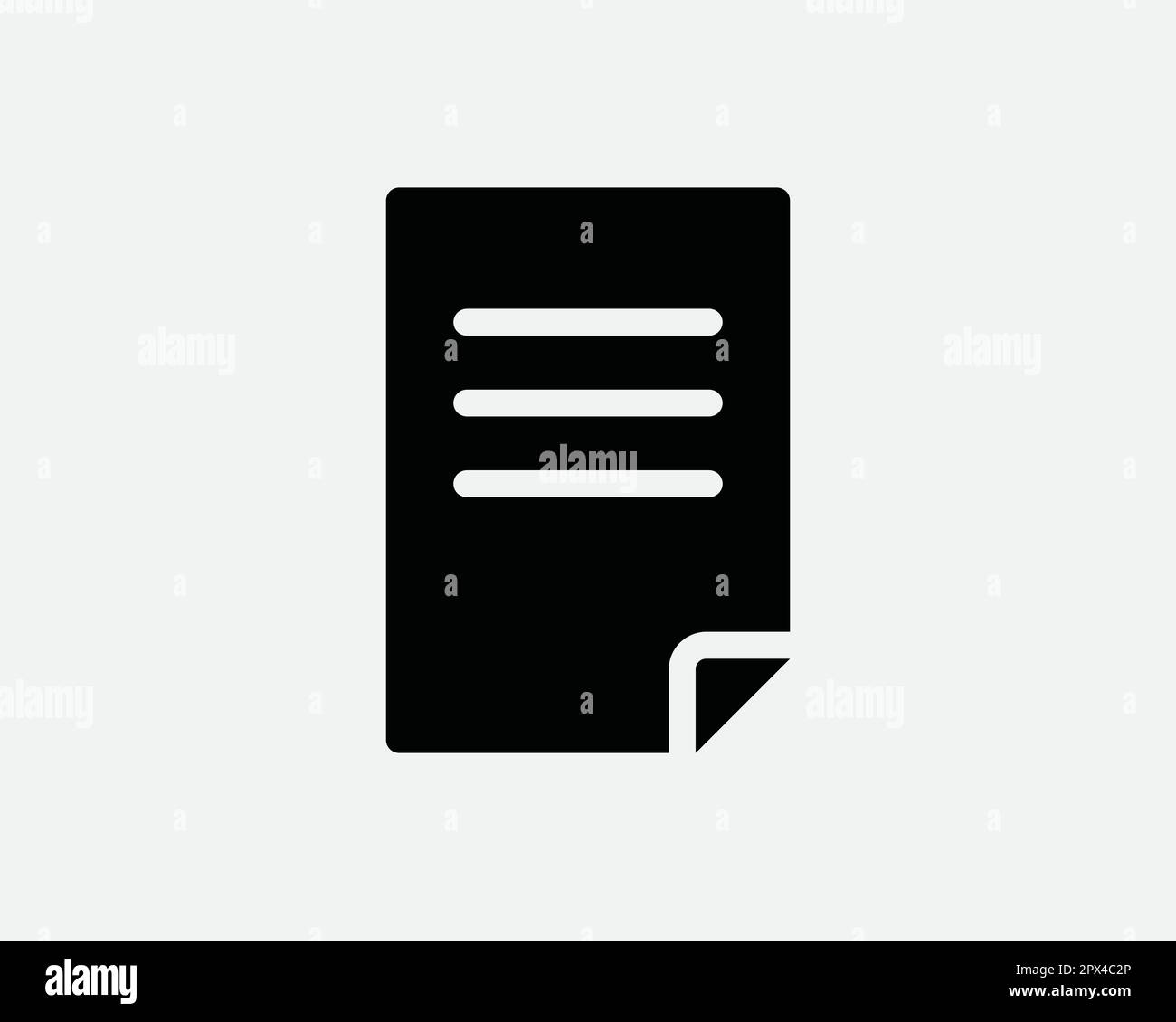 Pagina file di documento carta lettera vuoto modulo di domanda foglio bianco e nero icona Web Firma simbolo grafico vettoriale Clipart Illustrazione Illustrazione Vettoriale