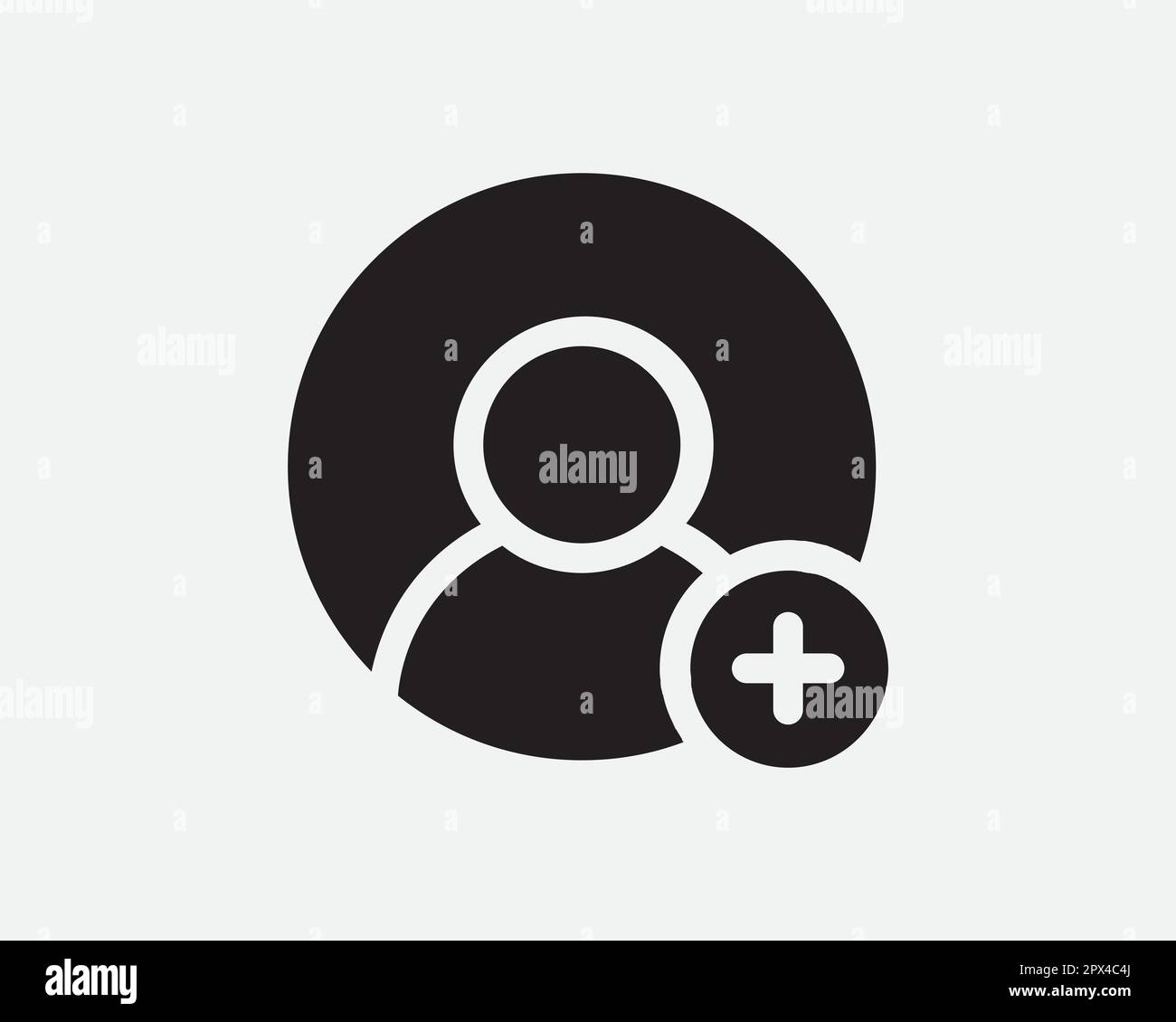 Aggiungi icona utente Business Person Profilo membro Avatar Plus Cross Sign simbolo linea bianca e nera Illustrazione grafica vettoriale clipart Illustrazione Illustrazione Vettoriale