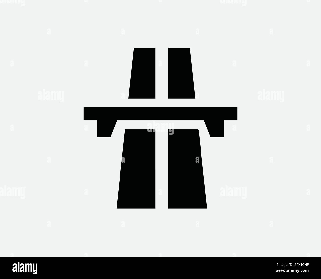 Autostrada Expressway autostrada Interstate Freeway Road Bianco e nero icona segno simbolo Vector Artwork clipart Illustrazione Illustrazione Vettoriale