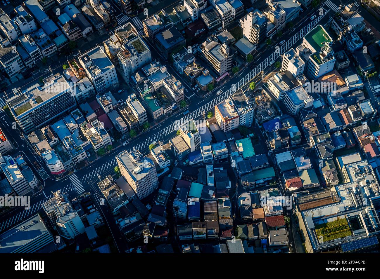 Veduta aerea di Shimomachi di Tokyo Sumida-ku. Luogo di tiro: Sumida Ward, Tokyo Foto Stock