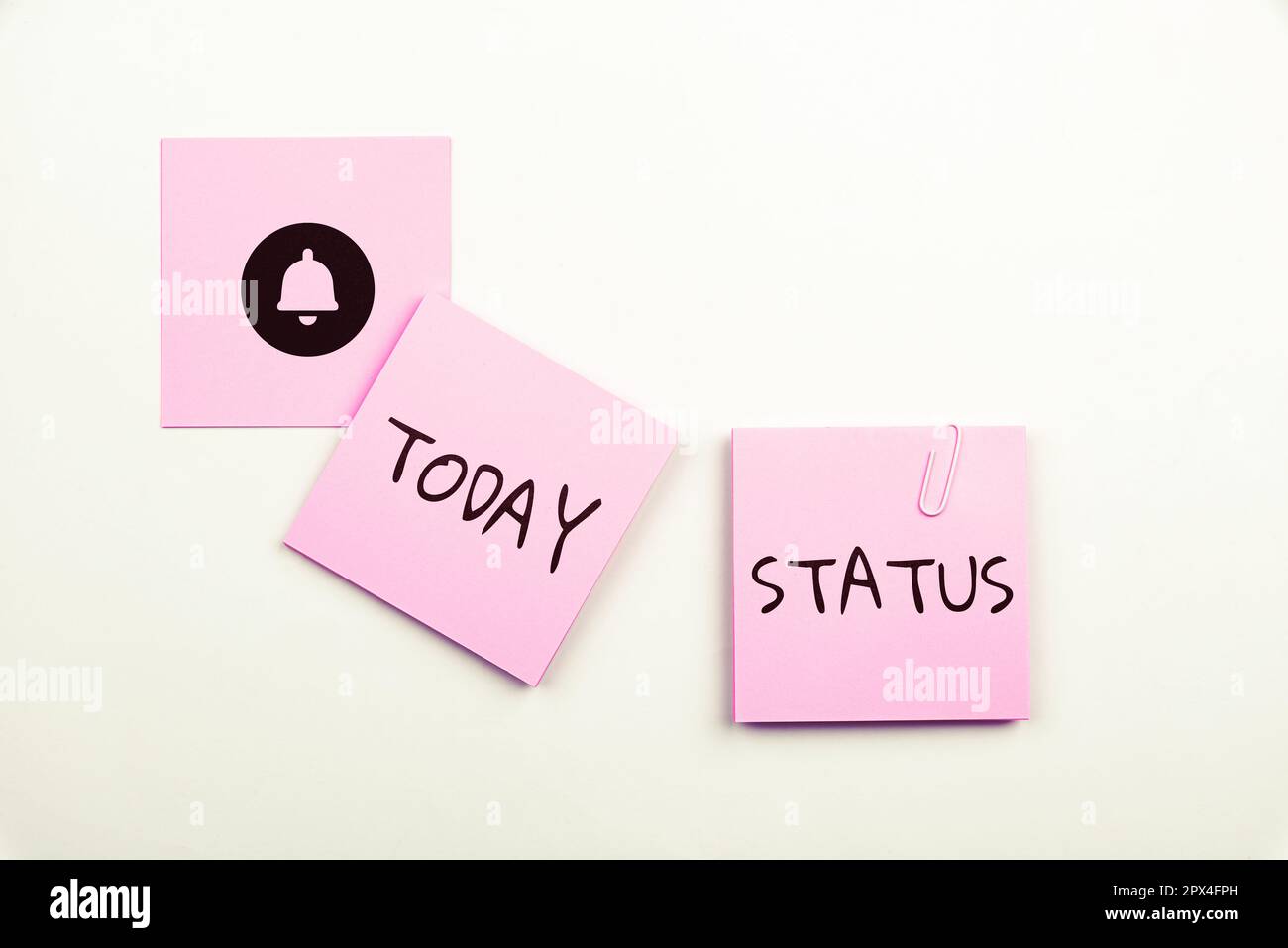 Stato del segno di scrittura a mano, parola per la situazione in un momento particolare durante una posizione professionale di processo Foto Stock