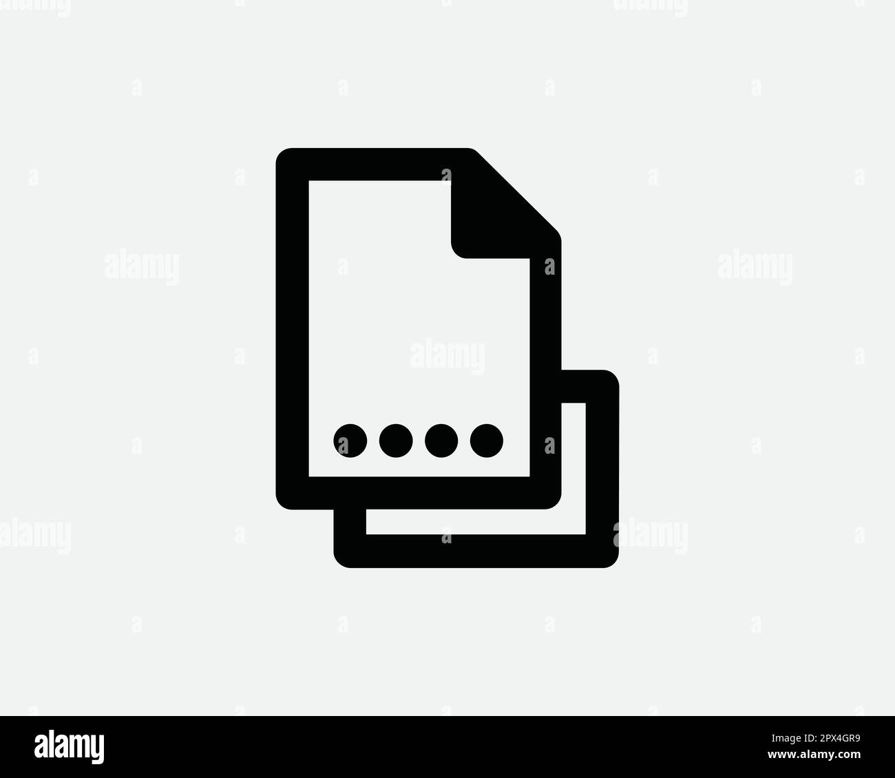 Icona riga file. Pagina documento carta Business Office Contract Word Letter Folder simbolo lineare segno grafico vettoriale nero Illustrazione Clipart Cricut Illustrazione Vettoriale