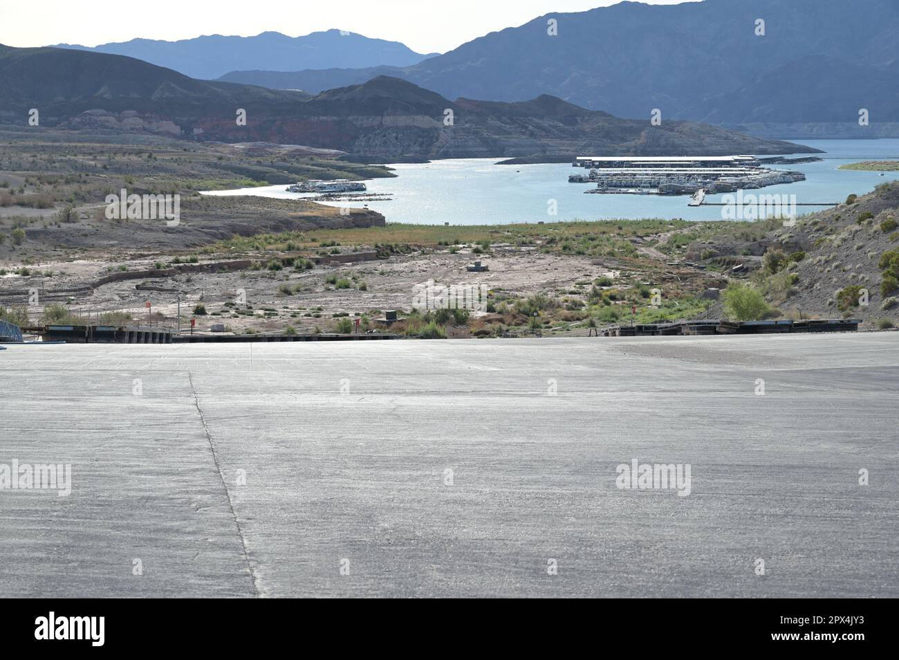 Condizioni di siccità a Callville Bay al Lago Mead in Nevada. Foto Stock