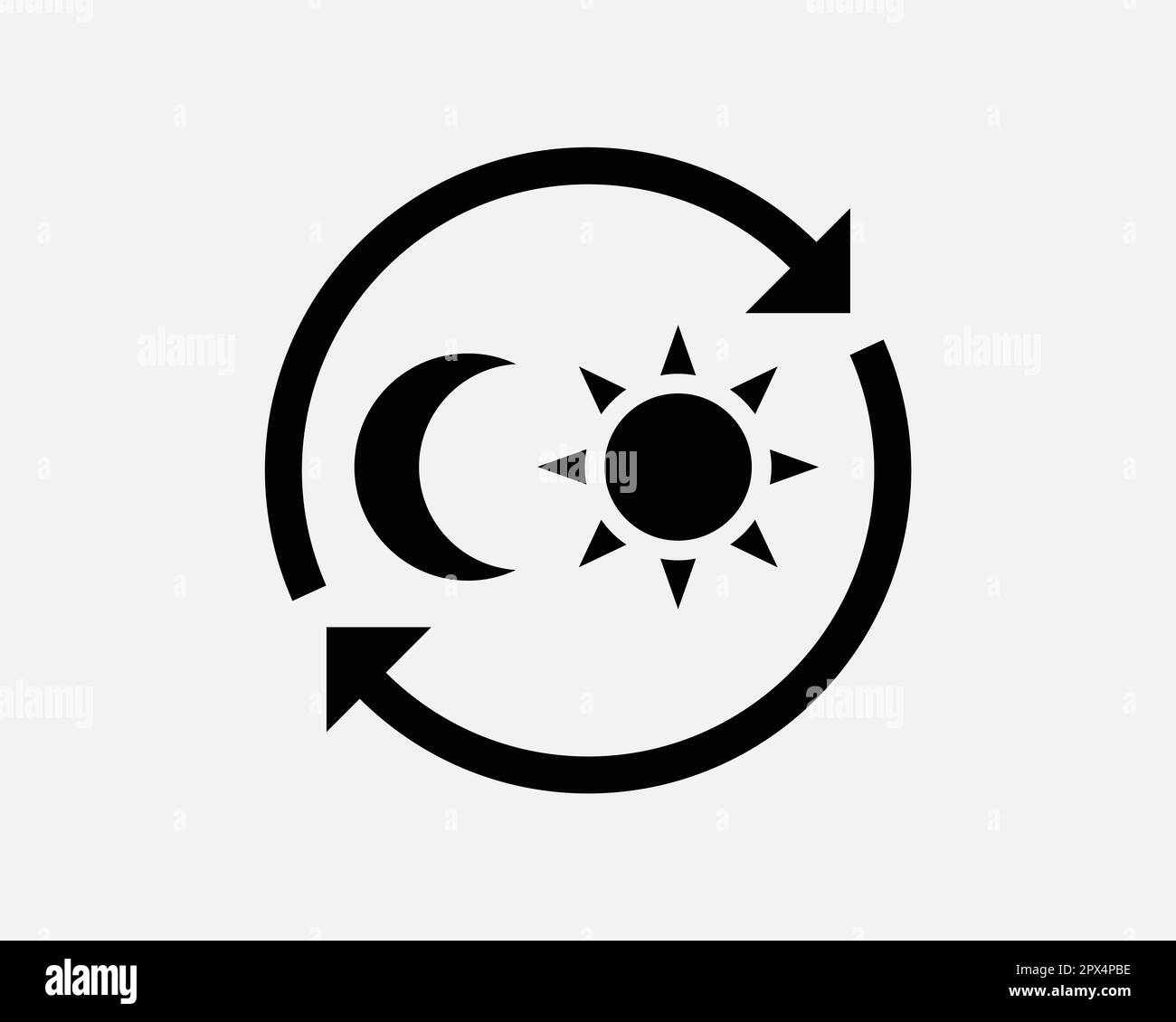 24 ora e 24h 24 ore Round the Clock giorno notte mattina sera 24/7 ventiquattro sette icona in bianco e nero simbolo Vector Artwork clipart illustrazione Illustrazione Vettoriale