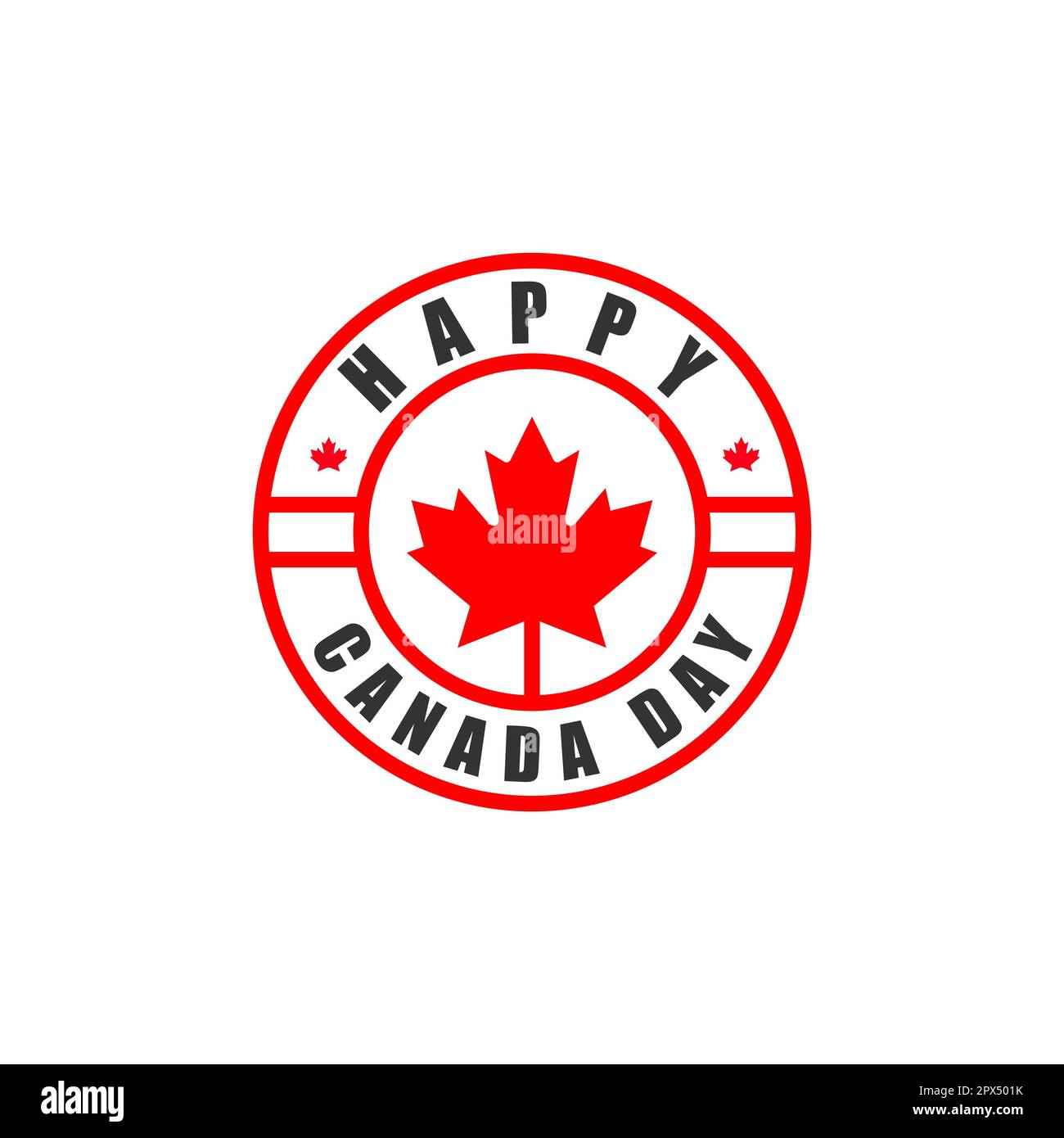 Logo vettoriale con scritte a mano isolate per il Canada Day con realistiche foglie di acero rosso.EPS 10 Illustrazione Vettoriale