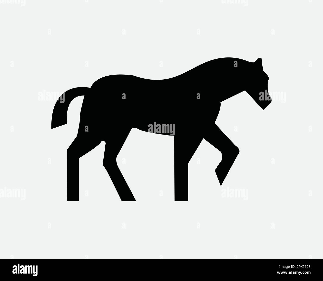 Cavallo icona. Pony Animal Wild Wildlife Farm Equestrian Sport Silhouette Shape Gallop icona segno simbolo Illustrazione grafico Clipart Vector Cricu Illustrazione Vettoriale