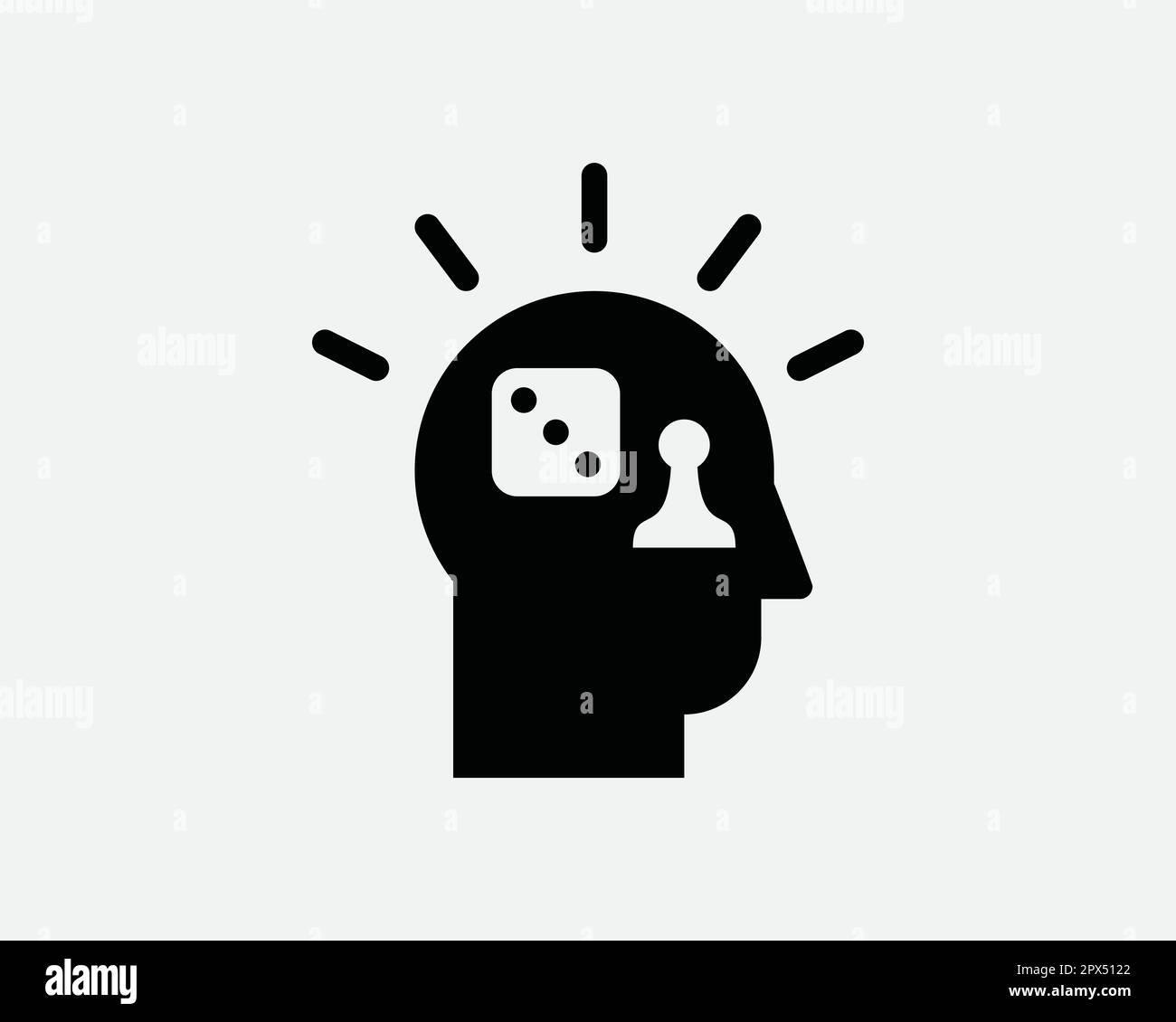 Icona Giochi Mind. Scacchi Brain dadi pezzi intelligente intelligente brillante intelligente Puzzle risolvere icona segno simbolo Illustrazione Grafica Illustrazione clipart vettore Illustrazione Vettoriale