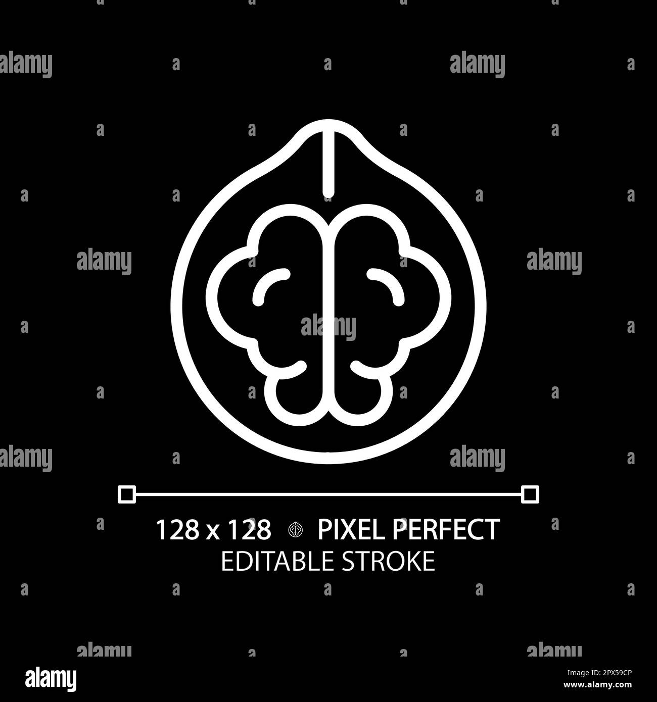 Icona lineare bianca perfetta Nuts pixel per un tema scuro Illustrazione Vettoriale