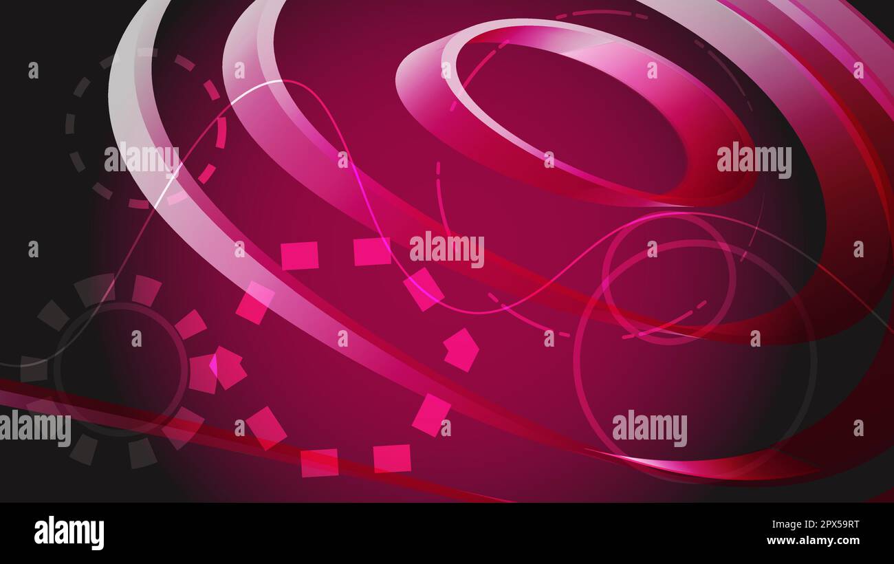 Bella rosa digitale brillante scientifico moderno astratto infinito trama circolare volumetrica di righe e linee dal futuro. Il backgroun Illustrazione Vettoriale