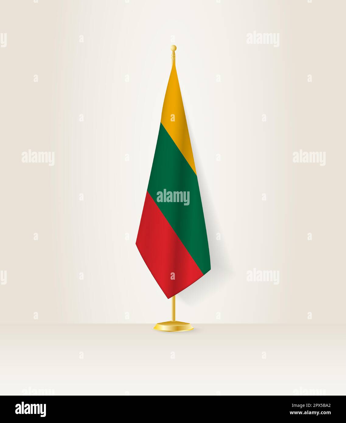 Bandiera della Lituania su uno stand bandiera. Illustrazione vettoriale. Illustrazione Vettoriale