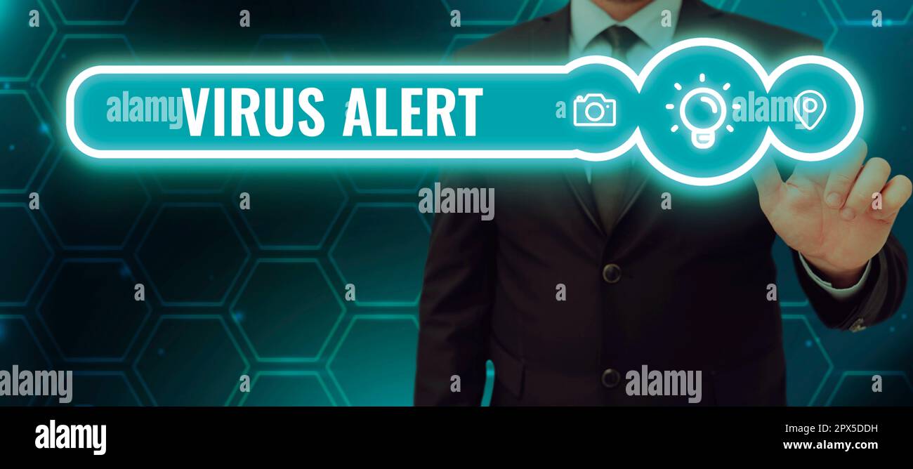 Testo scritto a mano Virus Alert, Business Concept message Warning di una minaccia di virus informatico inesistente Foto Stock