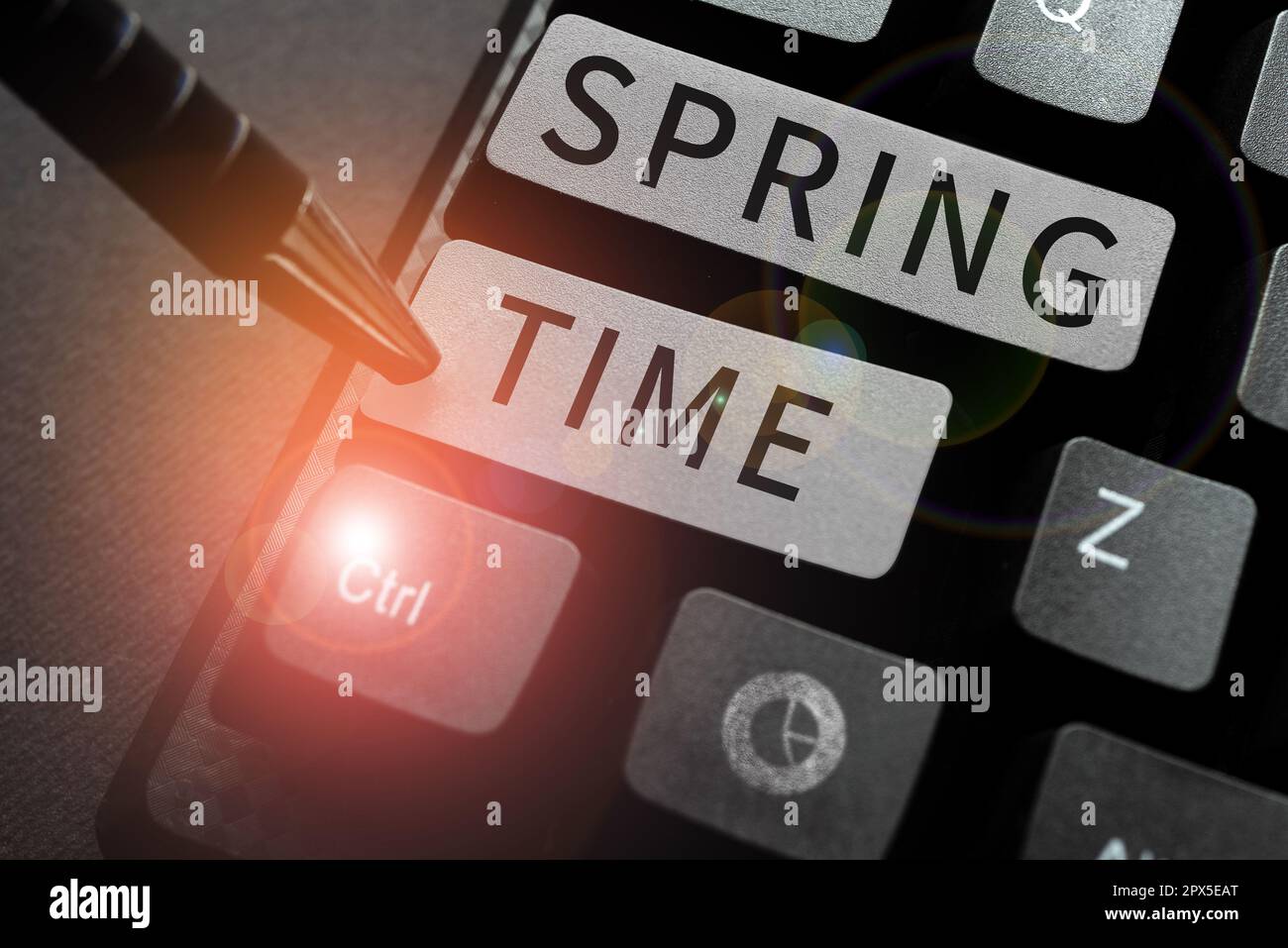 Titolo concettuale Primavera tempo, concetto Internet stagione temperata dell'anno identificato da una rinascita di piante Foto Stock