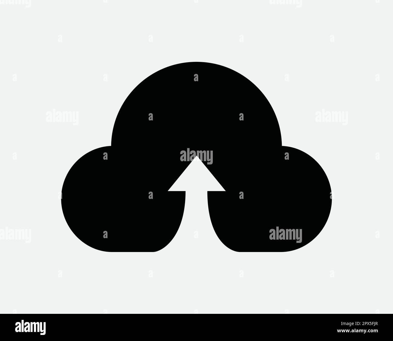 Icona di caricamento cloud. Su carica Arrow Server Storage Internet Web Data Wireless Network simbolo del segno nero Illustrazione grafico Clipart Vector Cricu Illustrazione Vettoriale