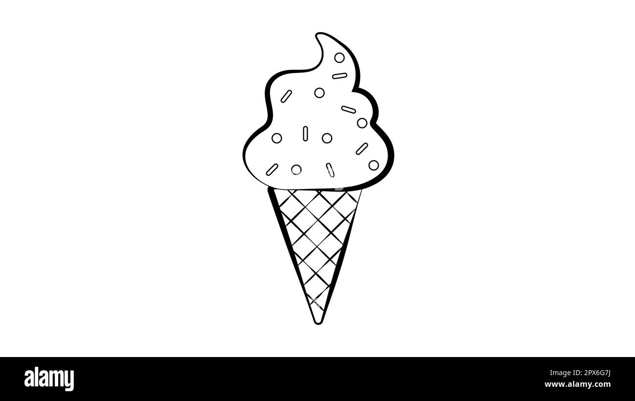 gelato di forma inusuale in cialda di vetro su sfondo bianco, illustrazione vettoriale. dessert al latte. su palle di frutti di bosco cremosi, cospargere di zucchero dolce Illustrazione Vettoriale