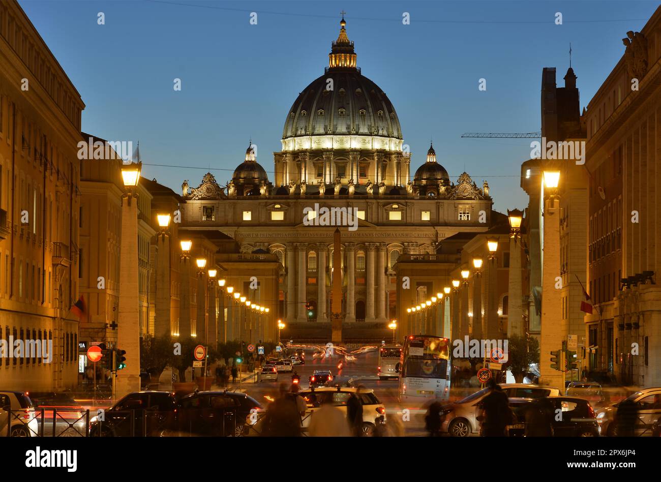 St Basilica di Pietro, Via della conciliazione, Città del Vaticano Foto Stock