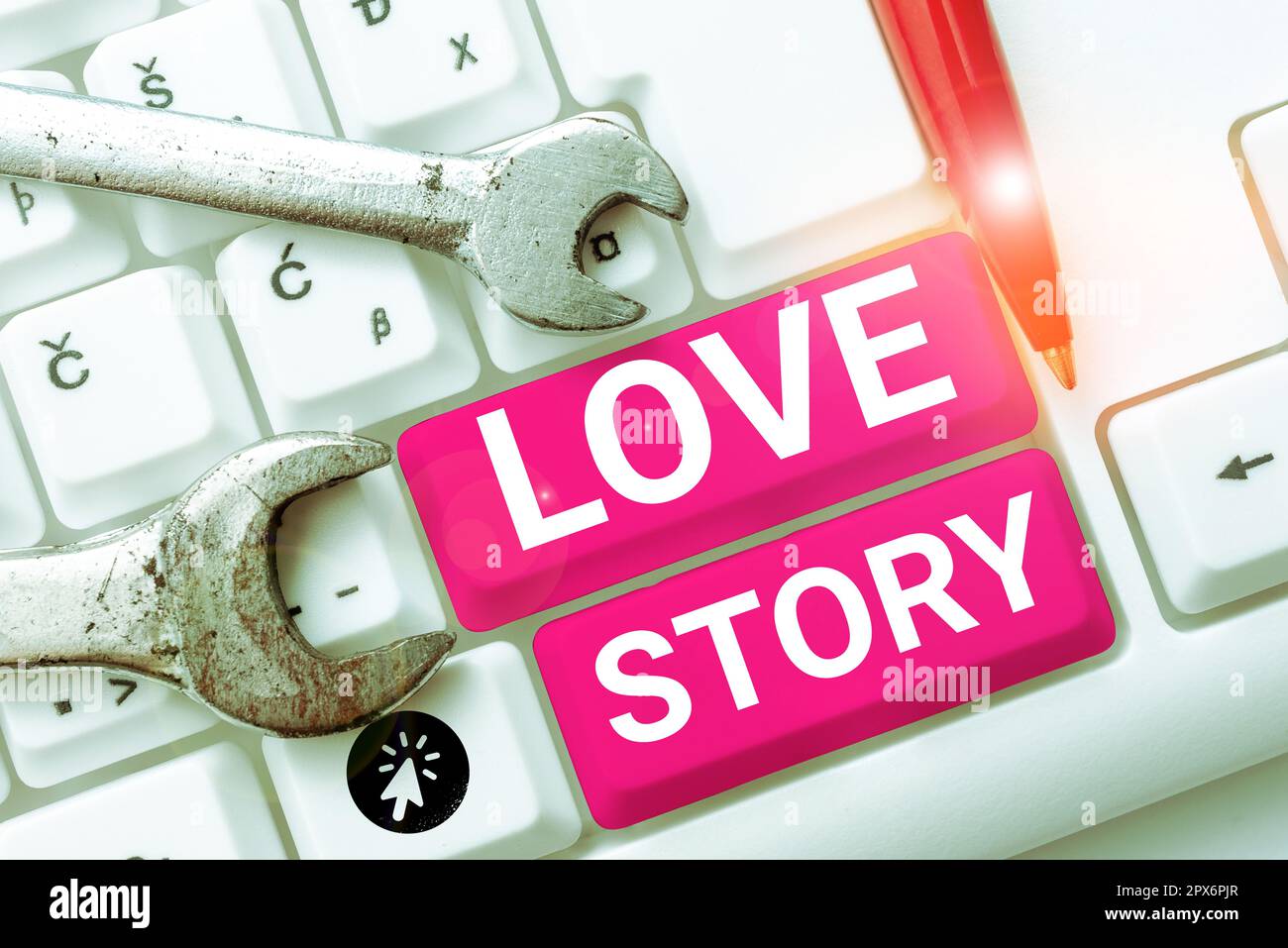 Segno che mostra storia d'amore, foto concettuale è qualcosa come un romanzo o un film circa una storia d'amore Foto Stock