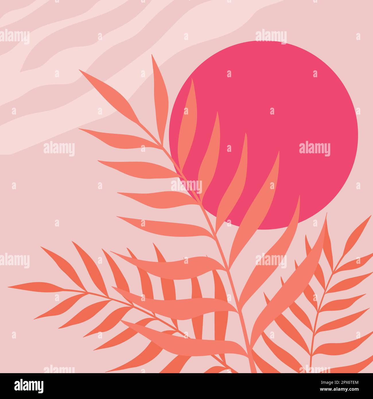 Tramonto con piante, sole e nuvole. Grafica vettoriale semplice Illustrazione Vettoriale