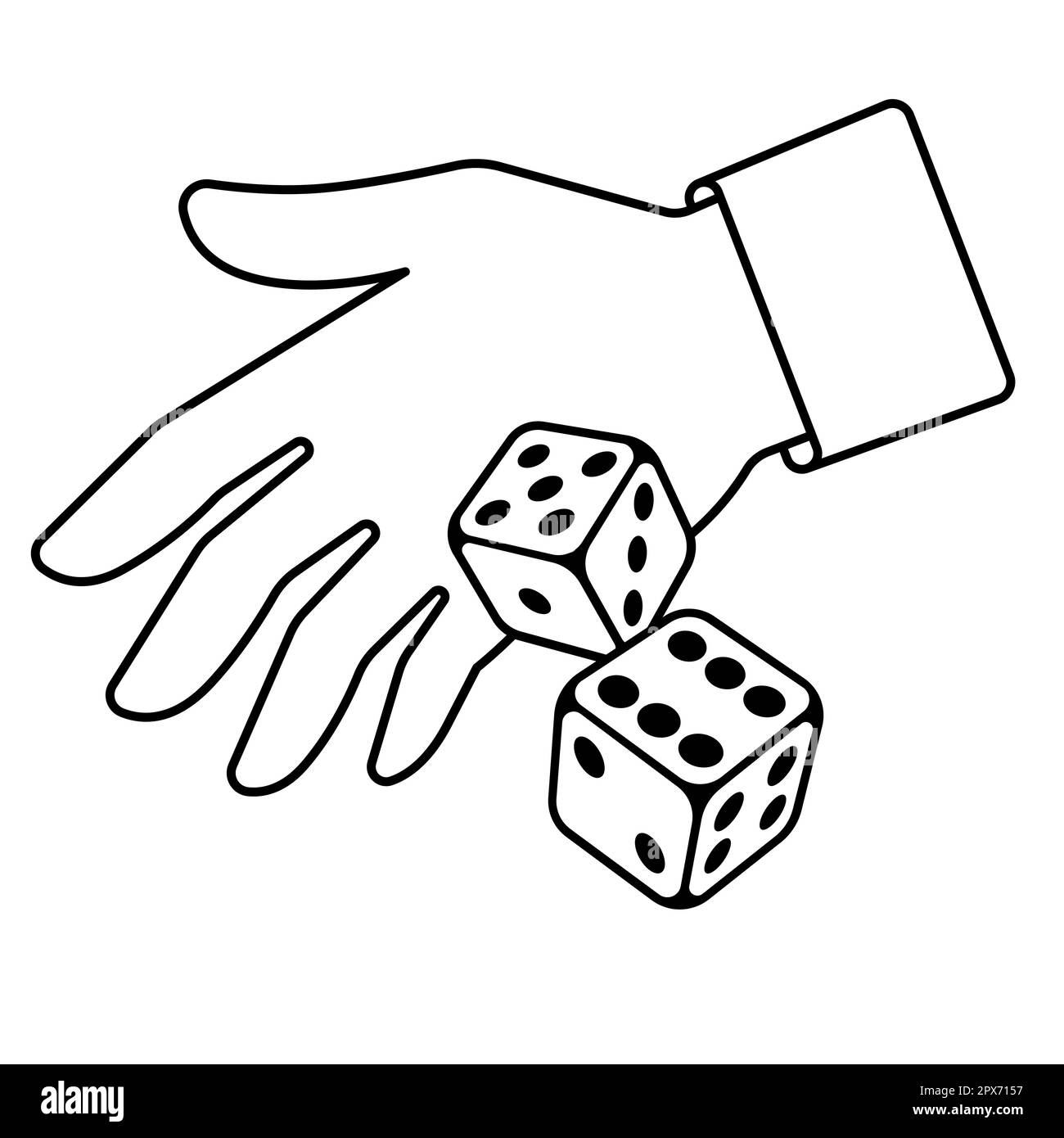 Illustrazione del gioco dei dadi. Immagine del gioco craps. Casinò e scommesse di base. Illustrazione Vettoriale