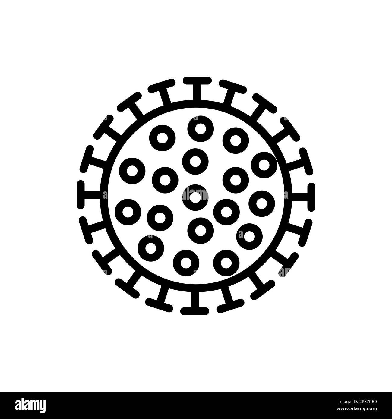 Icona rotonda bianca e nera di nuovo virus cinese dannoso ceppo pericoloso Covid 019 coronavirus epidemia pandemia malattia. Raffreddori virali. Illustrazione vettoriale Illustrazione Vettoriale