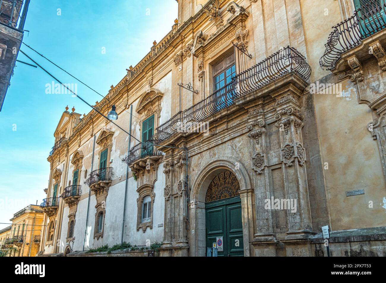 Il palazzo Trigona di Canicarao è considerato uno degli esempi più rappresentativi del barocco siciliano. Noto, Provincia di Syricusa, Sicilia, Italia, Foto Stock