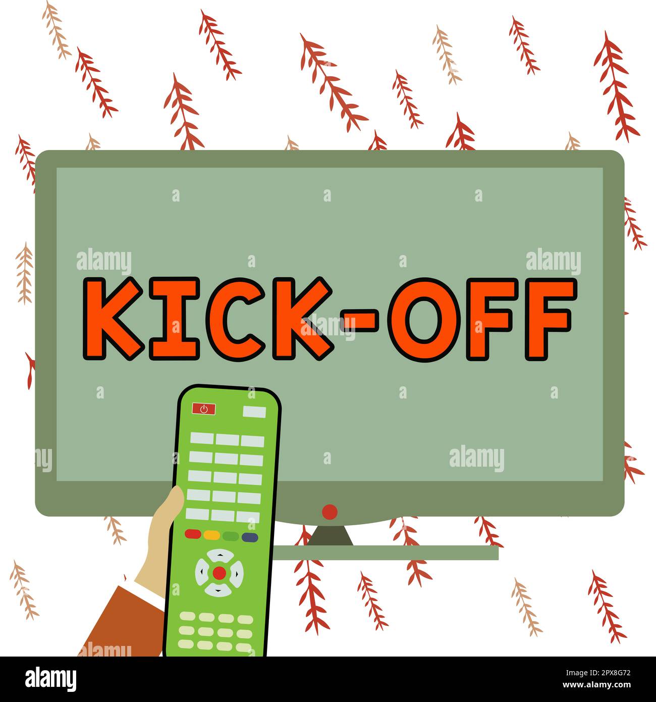 Testo che mostra ispirazione Kick Off, Business idea inizio o ripresa della partita di calcio in cui il giocatore calcia palla Foto Stock