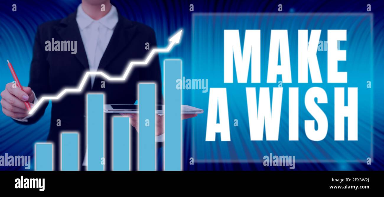 Segno di scrittura della mano faccia Un desiderio, vetrina di affari per desiderare una situazione che è differente da quella che esiste Foto Stock