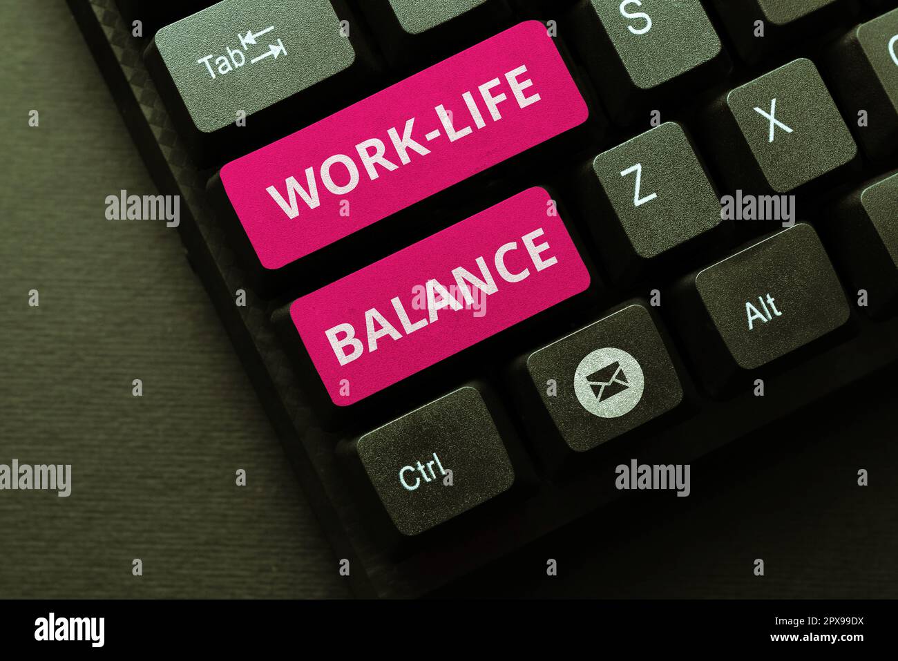 Scrittura che visualizza il testo lavoro l'equilibrio di vita, il tempo di approccio di affari assegnato per il lavoro e gli aspetti della vita sono uguali Foto Stock