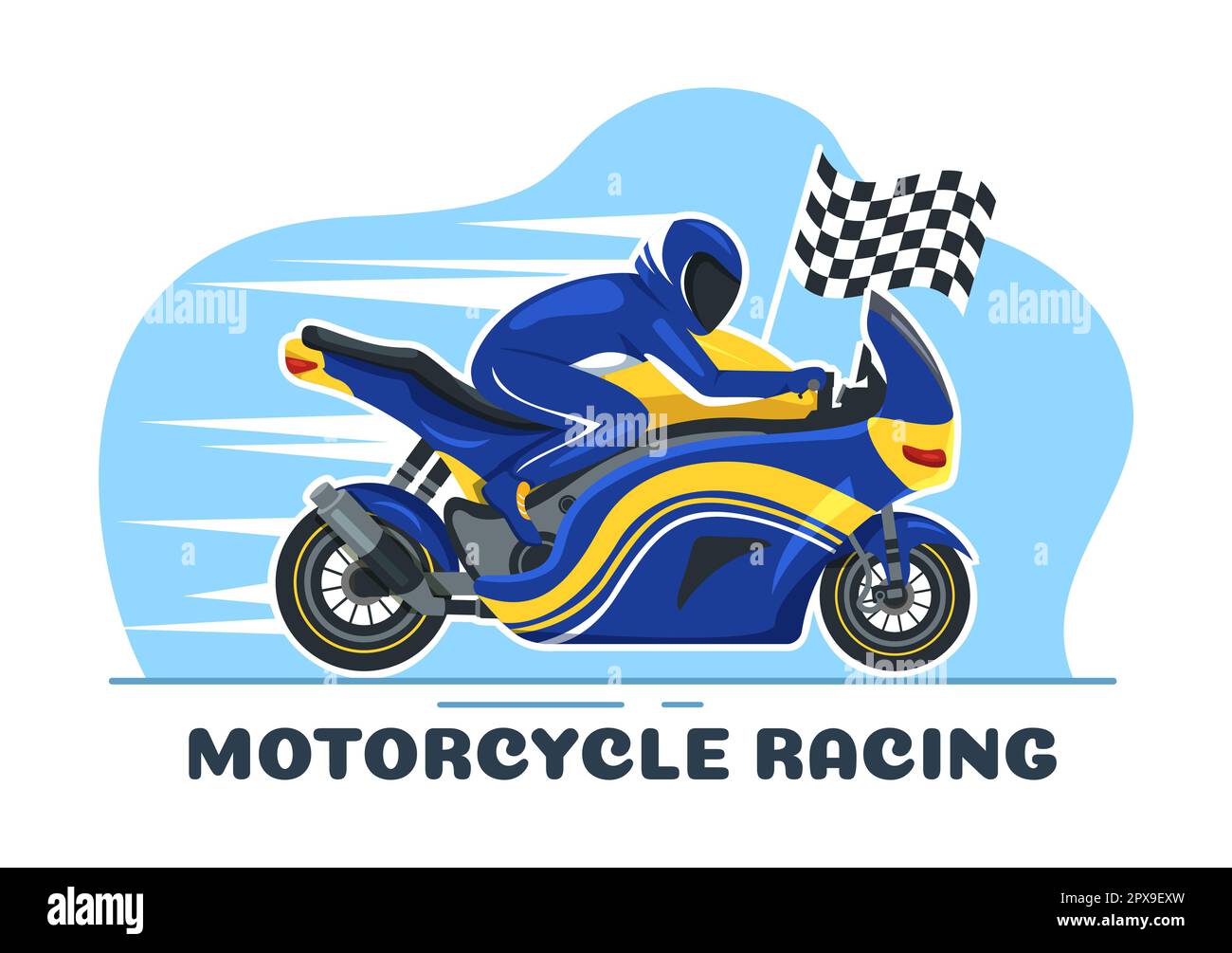 Campionato motociclistico Racing su pista Illustrazione con motore da corsa per Landing Page in Flat Cartoon modelli disegnati a mano Foto Stock