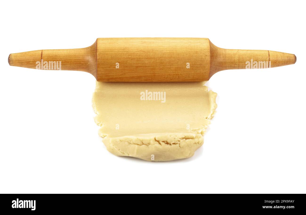 Pasta e spilla isolata su fondo bianco. Foto Stock