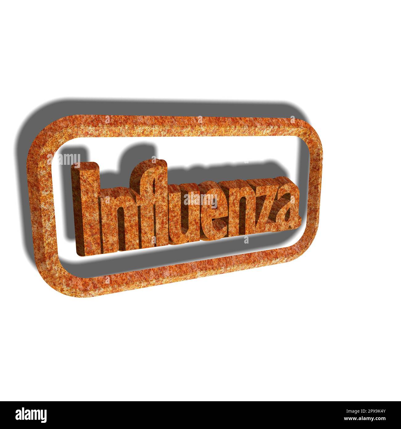 'Influenza' - parole, lettere o testo come illustrazione 3D, rendering 3D, grafica per computer Foto Stock