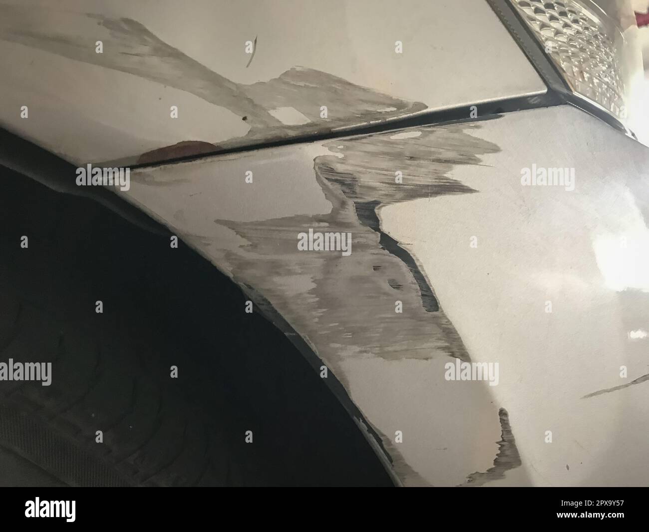 Incidente auto incidente danneggiato sfondo auto Foto Stock