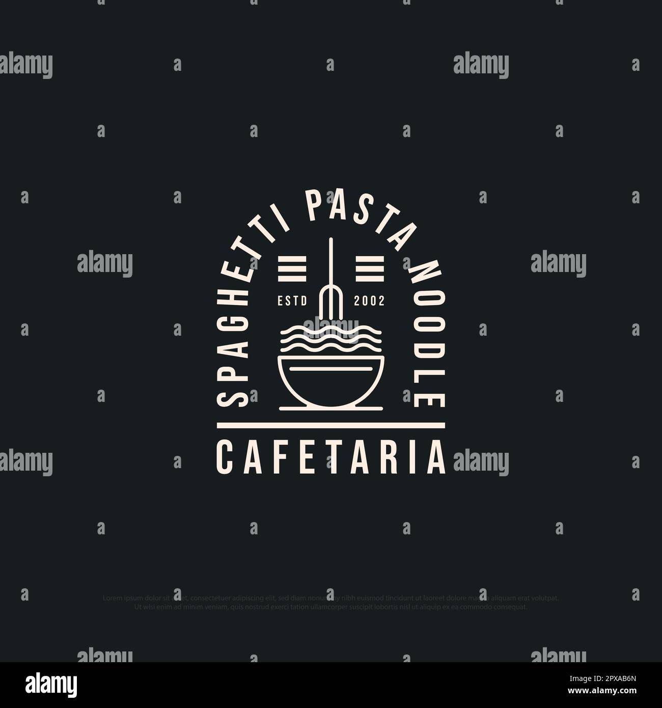 Spaghetti Pasta Noodle Shop logo design Inspiration, disegno vettoriale della pasta italiana con simbolo del tratto di contorno Illustrazione Vettoriale