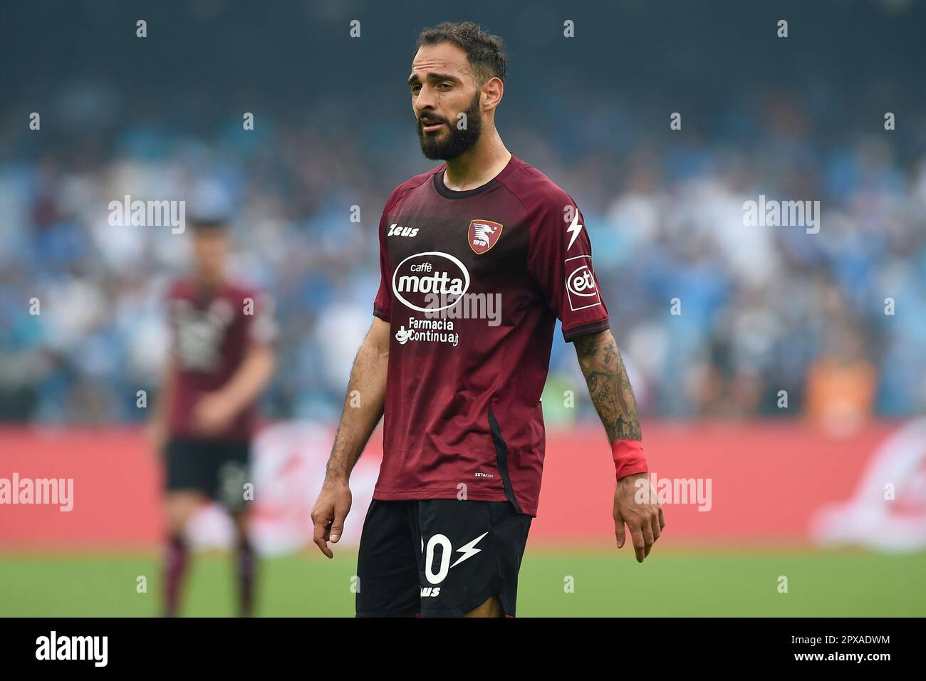 Napoli, Italia. 30 Apr, 2023. Grigoris Kastanos di US Salernitana durante la Serie A match tra SSC Napoli e US Salernitana allo Stadio Diego Armand Foto Stock