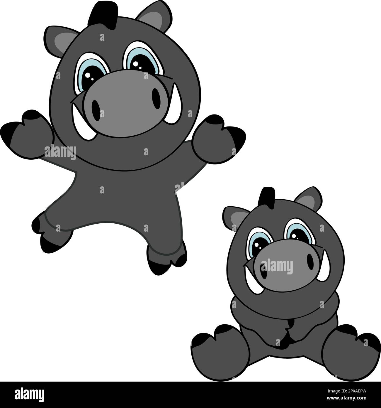 pacchetto cartoni animati chibi baby boar in formato vettoriale Illustrazione Vettoriale