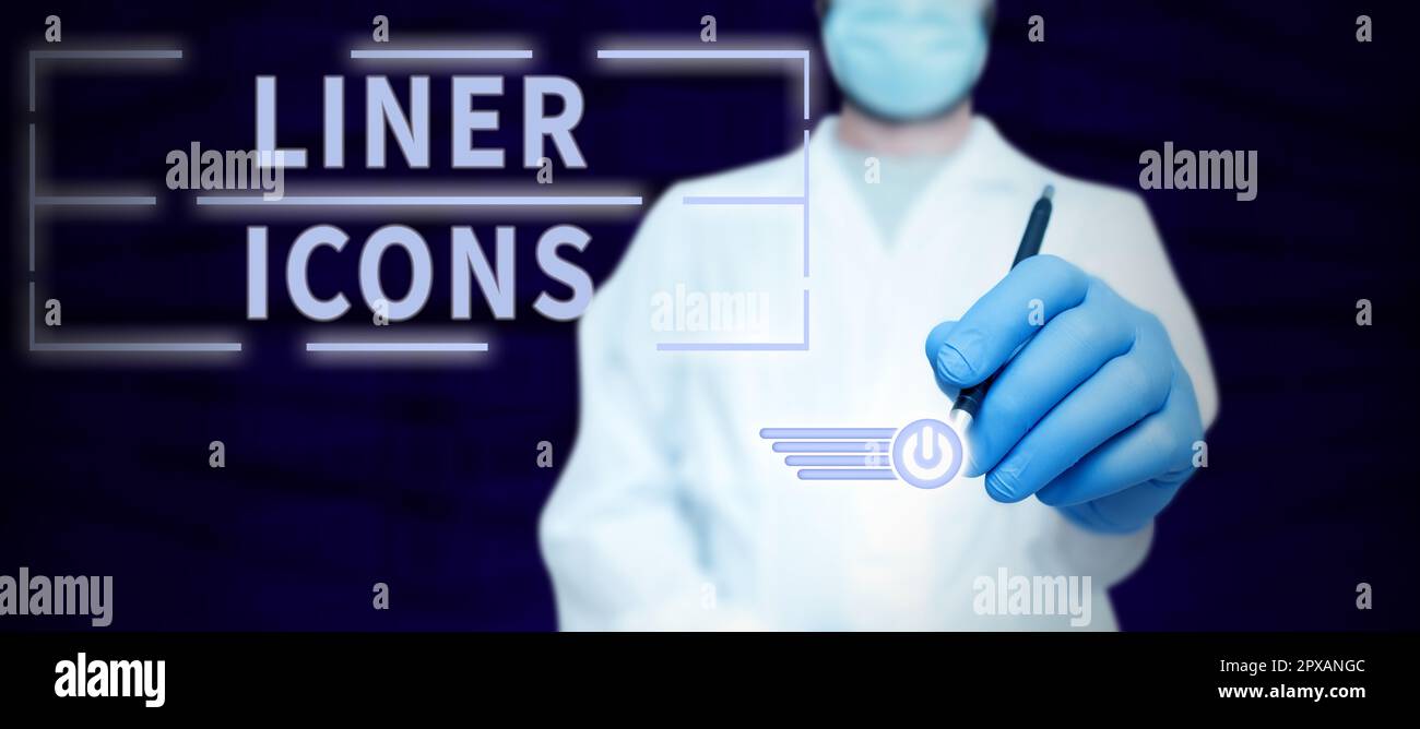 Icone concettuali di rivestimento del display, Word per l'uso per migliorare l'interesse visivo e catturare l'attenzione dell'utente Foto Stock