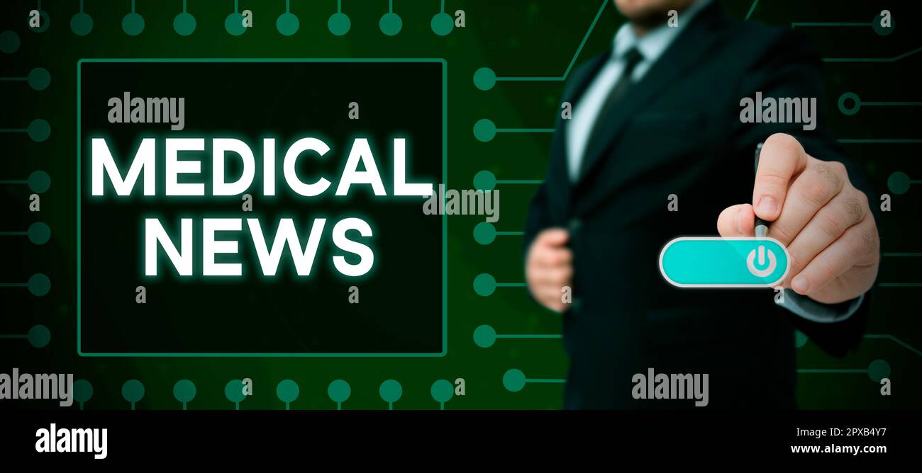 Scrittura a mano di testo Medical News, rapporto fotografico concettuale o informazioni importanti sulla svolta medica Foto Stock