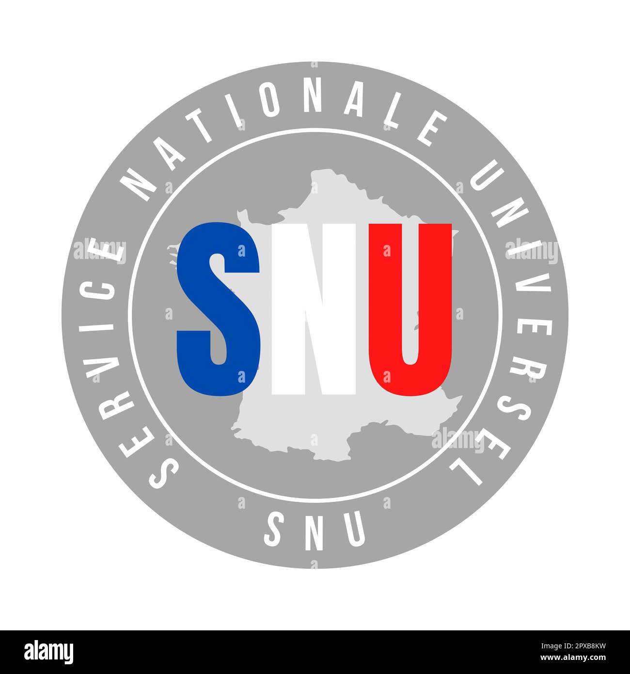 SNU servizio nazionale universale in Francia simbolo icona chiamata servizio nazionale universel in lingua francese Foto Stock