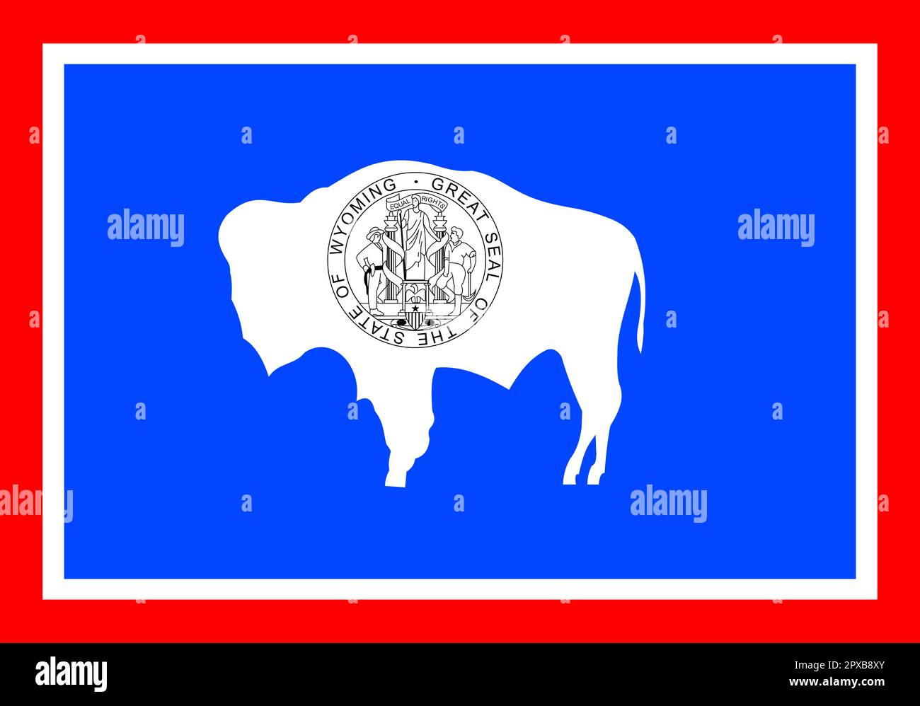 Bandiera dello stato americano Wyoming. Bandiera dello stato del Wyoming. Bandiera colorata del Wyoming. Simbolo dello stato americano Foto Stock