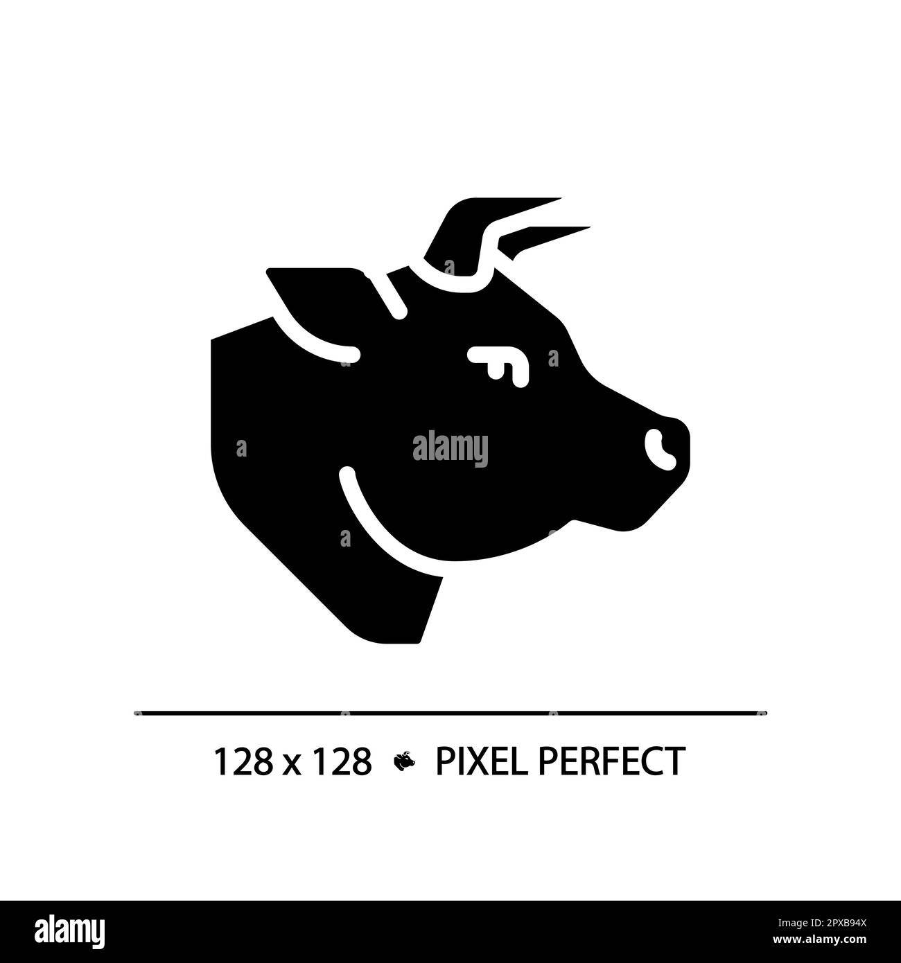 Icona glyph nero perfetto pixel beef Illustrazione Vettoriale