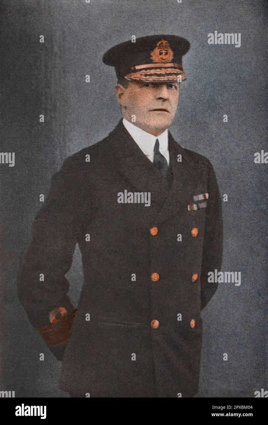 Ammiraglio Beatty. L'ammiraglio della flotta David Richard Beatty, 1st Conte Beatty (1871 – 1936) è stato un ufficiale della Royal Navy. Dopo aver prestato servizio nella guerra mahdistica e poi nella risposta alla ribellione dei Boxer, comandò lo Squadrone Battlecruiser del 1st nella battaglia dello Jutland nel 1916. Più tardi nella guerra successe a Jelicoe come comandante in capo della Grande flotta, in cui ricevette la resa della flotta tedesca degli alti mari alla fine della guerra. Foto Stock