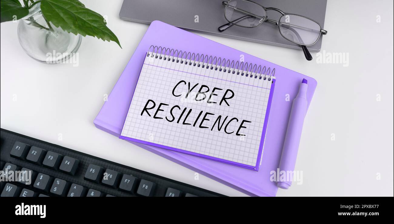 Didascalia concettuale Cyber Resilience, Word per misurare la capacità di un'azienda di gestire un attacco informatico Foto Stock